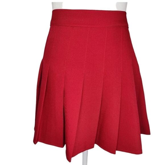Deep Red Trendy Pleated Tennis Skirt Plus Size - Picture 1 of 7